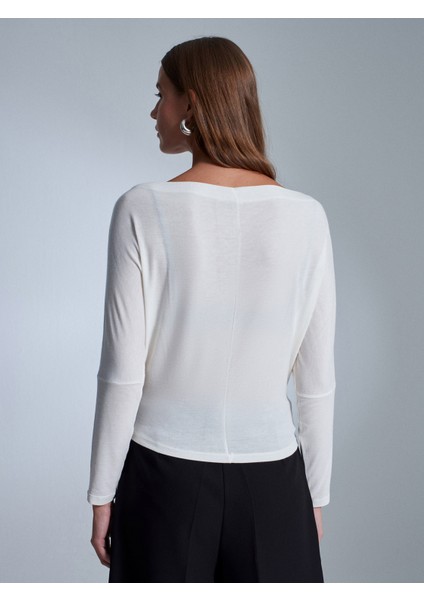 32312 Yün Karışımlı Tek Omuz Top-Ekru fiyatları