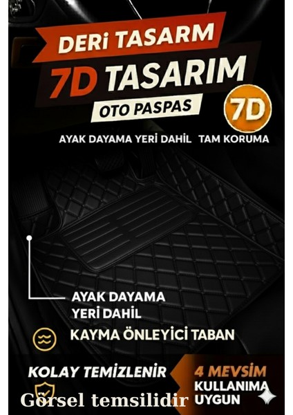 Volkswagen Caddy 2021 ve Sonrası 7d Havuzlu Deri Oto Paspas Seti - [siyah] indirimleri