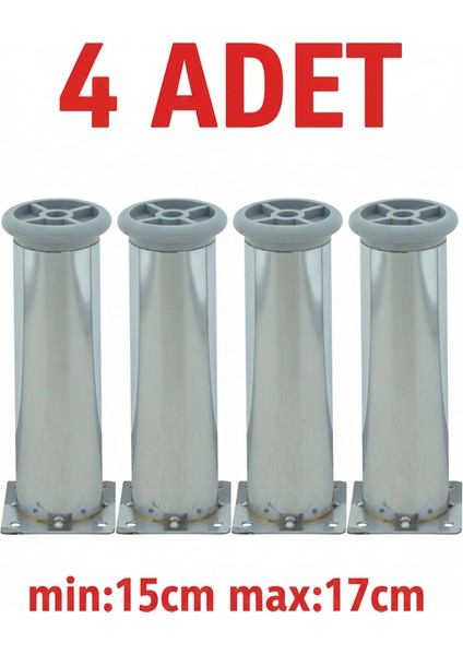 Metal Ayarlanabilir 4 Adet Mobilya Ayağı Metal Tablalı 15CM