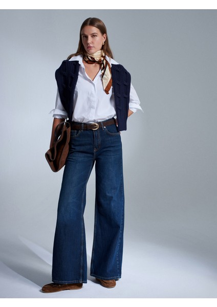 72094 %100 Pamuk Wide Leg Jean-Tint