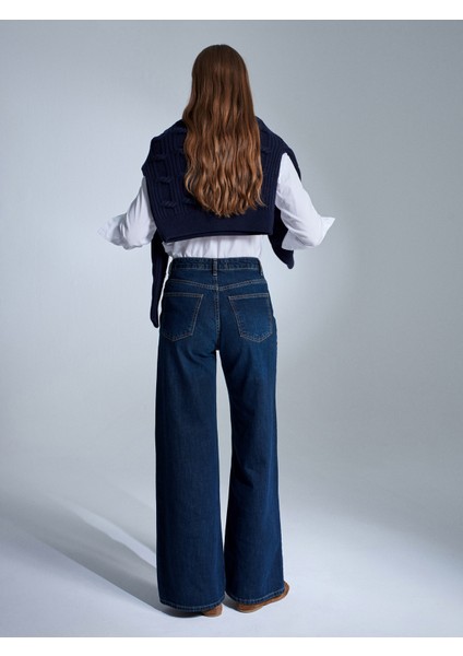 72094 %100 Pamuk Wide Leg Jean-Tint modelleri
