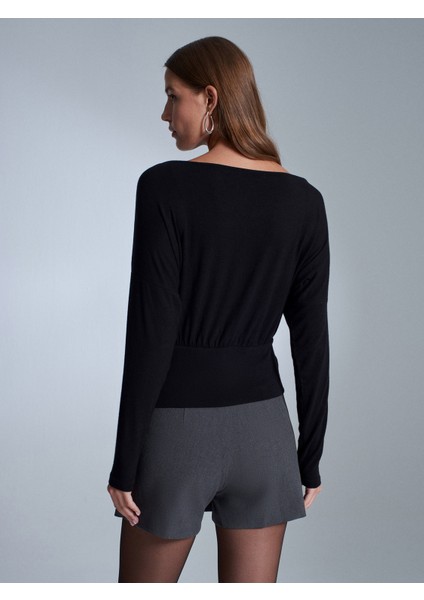 32306 Yün Karışımlı Tek Omuz Top-Siyah fiyatları