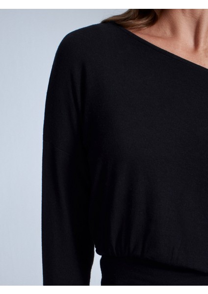 32306 Yün Karışımlı Tek Omuz Top-Siyah fırsatları