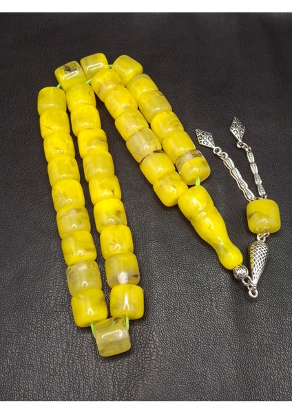 Özel Büyük Model Sarı Renk Kesme Kesim Toz Kehribar Tesbih modelleri