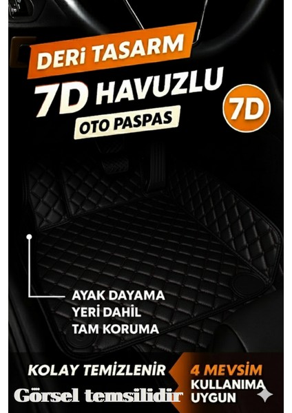 Volkswagen Polo 2022 7d Havuzlu Deri Oto Paspas Seti - [siyah] fırsatları