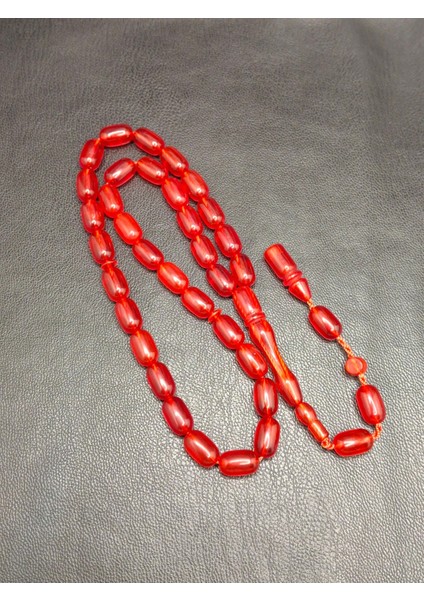 Kırmızı Renk Kapsül Kesim Üst Düzey Toz Kehribar Tesbih modelleri