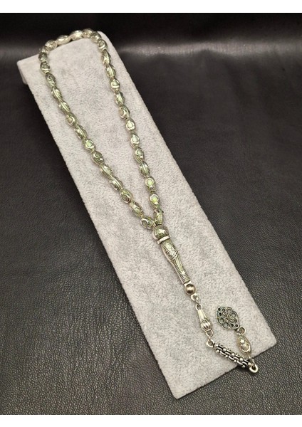 Ay Yıldız Türk Bayraklı Gümüş Benzetme Metal Tesbih