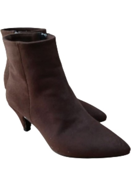 Pine Cone K100 Kadın Sivri Burun Kısa Sivri Topuklu Casual Bot Nubuk Kahve