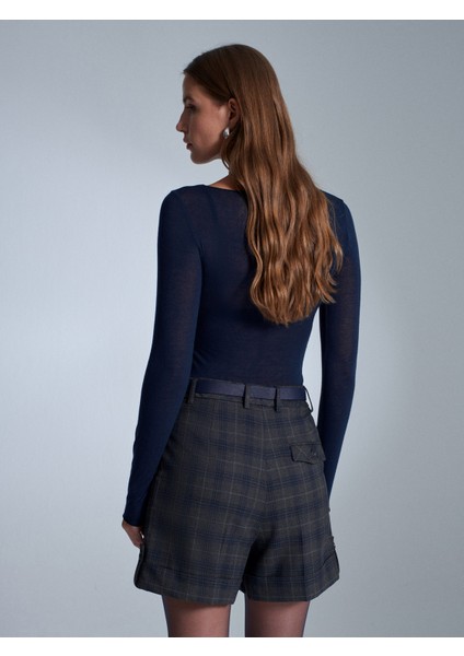 71666 Kemerli Pensli Mini Şort-Antrasit fiyatları