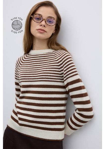 %100 Yün Çizgili Triko Standart Renk K2671022_089