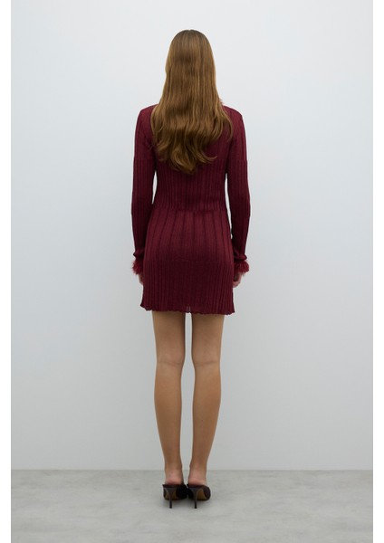 Triko Mini Elbise Bordo K2672002_008 fiyatları