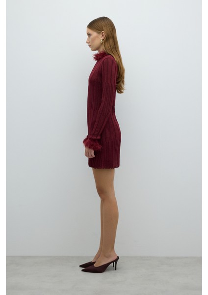 Triko Mini Elbise Bordo K2672002_008 modelleri