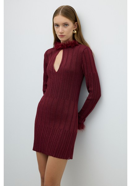 Triko Mini Elbise Bordo K2672002_008 fırsatları