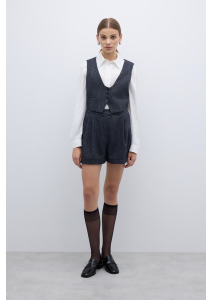 Yün Karışımlı U Yaka Önü Düğmeli Yelek Lacivert K2617015_015 fiyatları