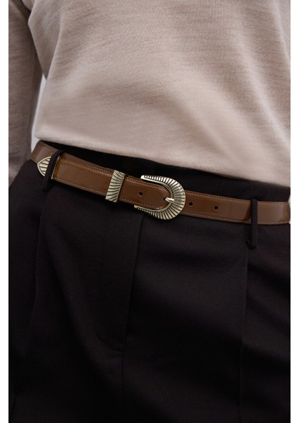 %100 Deri Eskitme Toka Detaylı Kemer Camel K2682114_035 fiyatları