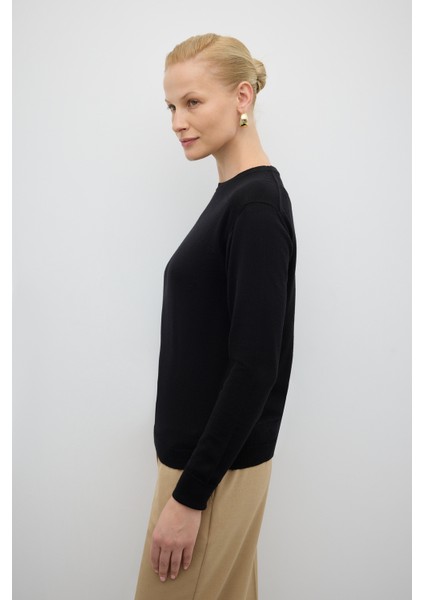 %100 Yün Bisiklet Yaka Triko Siyah K2671033_001 fırsatları