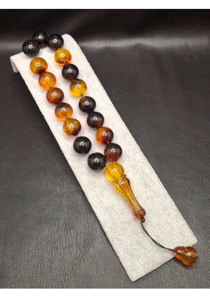 Turuncu Siyah Renk Küre Kesim Maskot Efe Model Toz Kehribar Tesbih