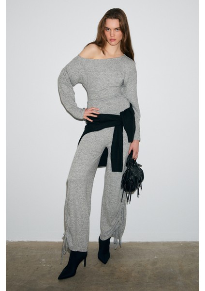 KANDIAS Kadın Yumuşak Ve Esnek Dokulu Yanlardan Fonksiyonel Büzgülü Grimelanj Eşofman Altı fiyatları