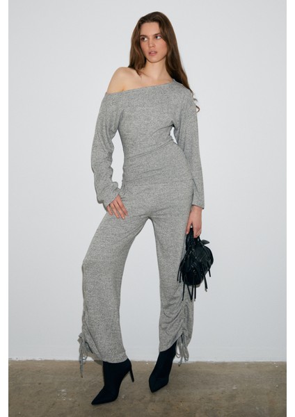 KANDIAS Kadın Yumuşak Ve Esnek Dokulu Yanlardan Fonksiyonel Büzgülü Grimelanj Eşofman Altı modelleri