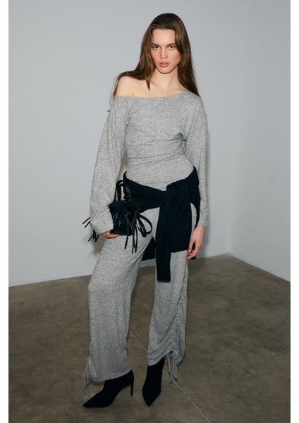 KANDIAS Kadın Yumuşak Ve Esnek Dokulu Yanlardan Fonksiyonel Büzgülü Grimelanj Eşofman Altı indirimleri