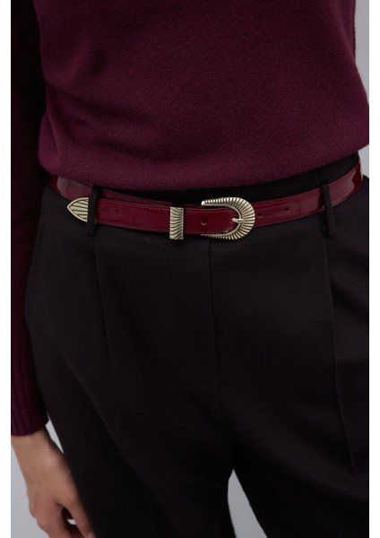 %100 Deri Eskitme Toka Detaylı Kemer Bordo K2682114_008 fiyatları