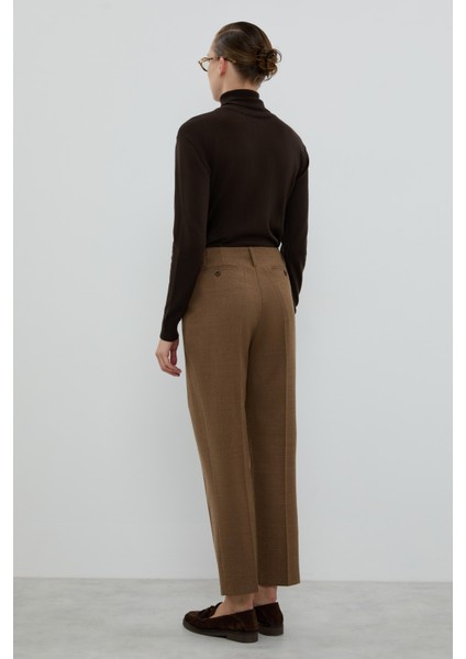 Yün Karışımlı Tek Pileli Havuç Pantolon Kahve K2612049_005 fiyatları