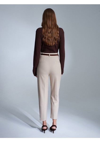 72198 Kemerli Yüksek Bel Pantolon-Taş fiyatları