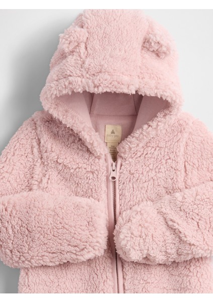 Bebek Açık Pembe Teddy Sherpa Tulum modelleri