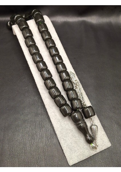 Özel Büyük Model Antrasit Siyah Renk Kesme Kesim Toz Kehribar Tesbih