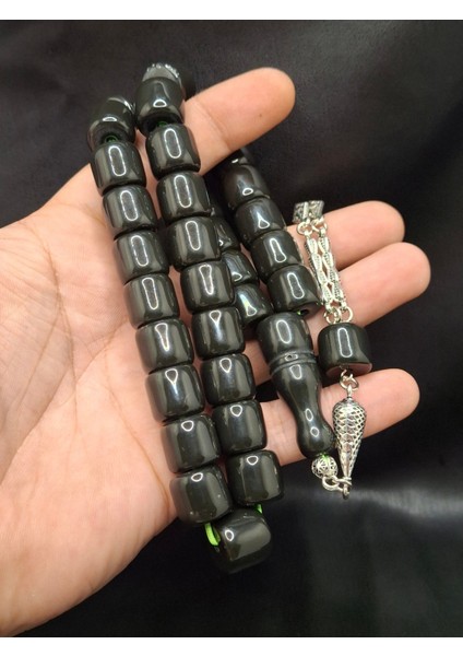 Özel Büyük Model Antrasit Siyah Renk Kesme Kesim Toz Kehribar Tesbih fiyatları