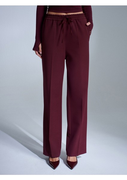 72209 Beli Lastikli Pantolon-Bordo indirimleri