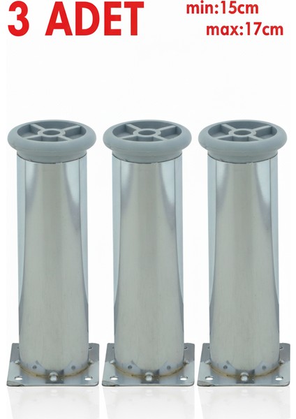 Metal Ayarlanabilir 3 Adet Mobilya Ayağı Metal Tablalı 15CM