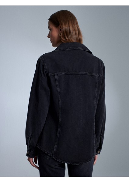 50756 %100 Pamuk Fitted Kot Ceket-Siyah fiyatları