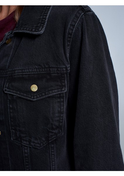 50756 %100 Pamuk Fitted Kot Ceket-Siyah fırsatları