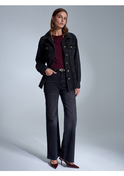 50756 %100 Pamuk Fitted Kot Ceket-Siyah indirimleri