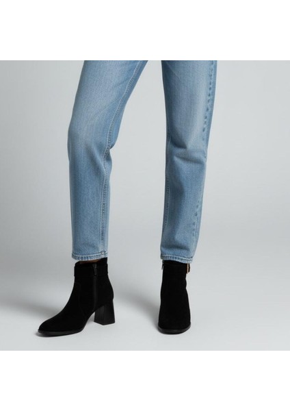 Siyah Süet Hakiki Deri Tokalı Kalın Topuklu Kadın Bot modelleri