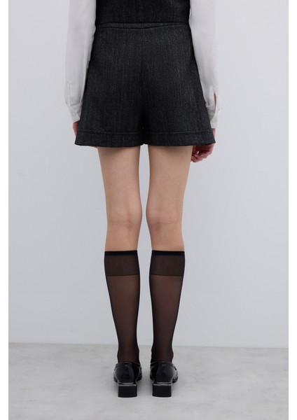 Yün Karışımlı Çift Pileli Şort Siyah K2612603_001 fiyatları