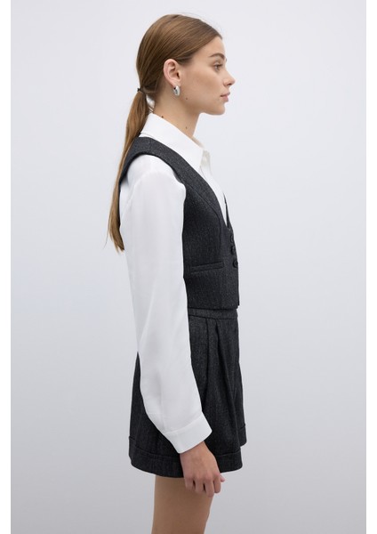 Yün Karışımlı Çift Pileli Şort Siyah K2612603_001 fırsatları