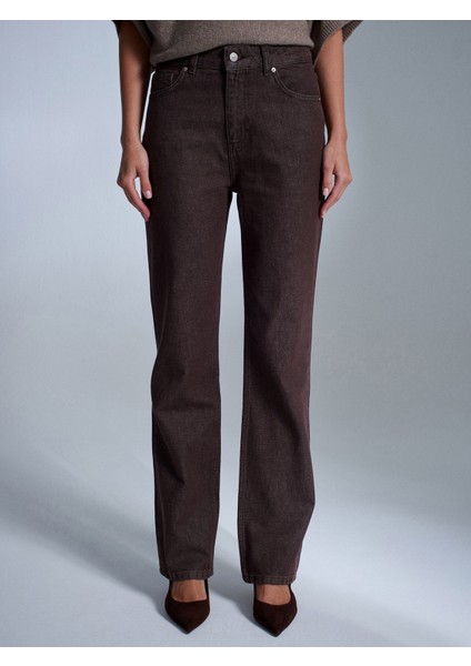 72100 %100 Pamuk Straight Jean-Kahve