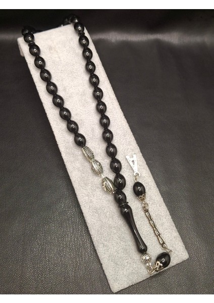 Siyah Renk Isme Özel Toz Kehribar Tesbih(Satıcıya Soru Sordan Ismi Iletmeniz Gerekmektedir)