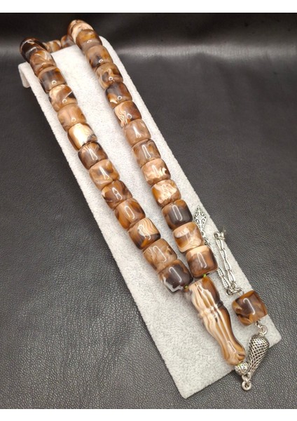 Özel Büyük Model Kahverengi Kesme Kesim Toz Kehribar Tesbih