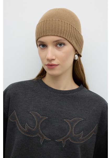 Kaşmir ve Yün Karşımlı Triko Bere Camel K2671041_035