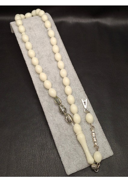 Beyaz Renk Isme Özel Toz Kehribar Tesbih(Satıcıya Soru Sordan Ismi Iletmeniz Gerekmektedir)