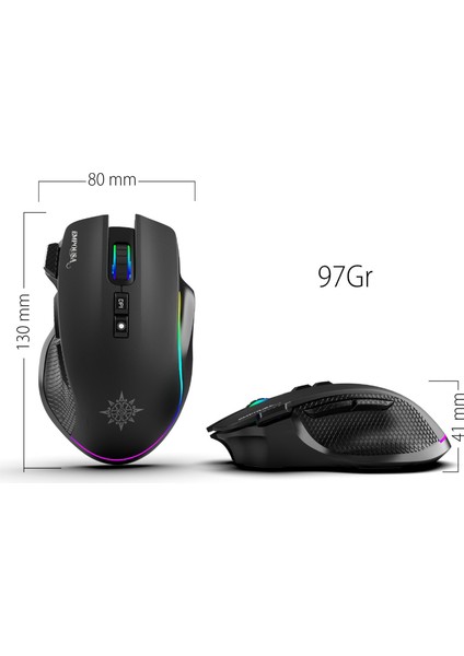 IMG-GT22 Inca Profesyonel Gaming Oyuncu Mouse | 8 Tuş Rgb LED 7200 Dpı Bluetooth 5.3 Kablosuz & Kablolu Kullanım