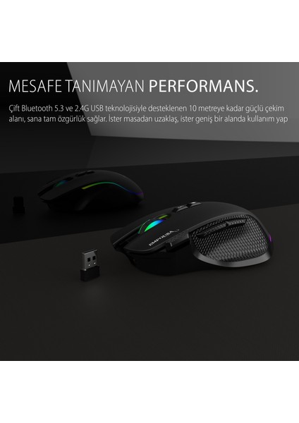 IMG-GT22 Inca Profesyonel Gaming Oyuncu Mouse | 8 Tuş Rgb LED 7200 Dpı Bluetooth 5.3 Kablosuz & Kablolu Kullanım modelleri