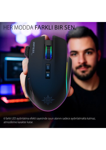 IMG-GT22 Inca Profesyonel Gaming Oyuncu Mouse | 8 Tuş Rgb LED 7200 Dpı Bluetooth 5.3 Kablosuz & Kablolu Kullanım indirimleri