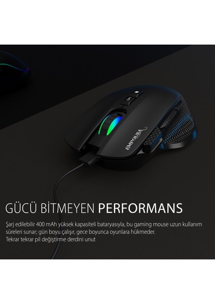 IMG-GT22 Inca Profesyonel Gaming Oyuncu Mouse | 8 Tuş Rgb LED 7200 Dpı Bluetooth 5.3 Kablosuz & Kablolu Kullanım