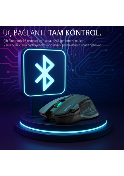 IMG-GT22 Inca Profesyonel Gaming Oyuncu Mouse | 8 Tuş Rgb LED 7200 Dpı Bluetooth 5.3 Kablosuz & Kablolu Kullanım