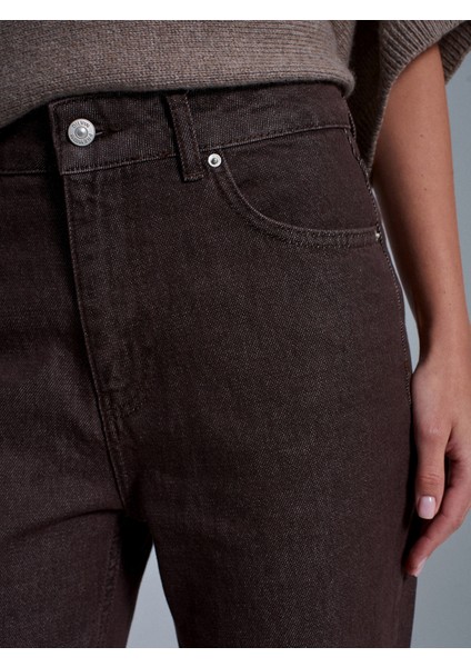 72100 %100 Pamuk Straight Jean-Kahve fırsatları