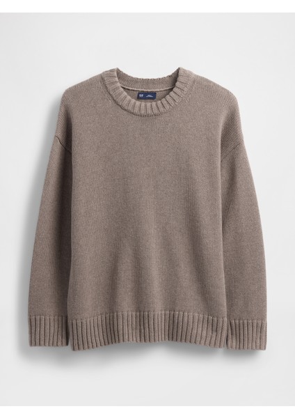 Kadın Kahverengi 100% Pamuk Oversize Kazak fiyatları